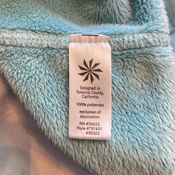 Athleta Teddy Bear Teal Sherpa Pullover 1/4 Zip Sweater Jacket Size M Fuzzy Warm - Picture 7 of 11